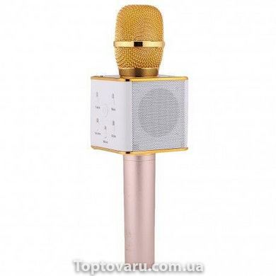 Портативный беспроводной микрофон караоке Q7 без чехла розово-золотой 359 фото