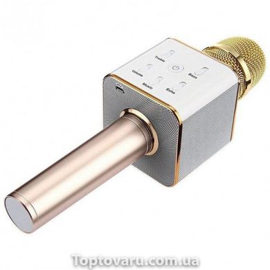 Портативный беспроводной микрофон караоке Q7 без чехла розово-золотой 359 фото