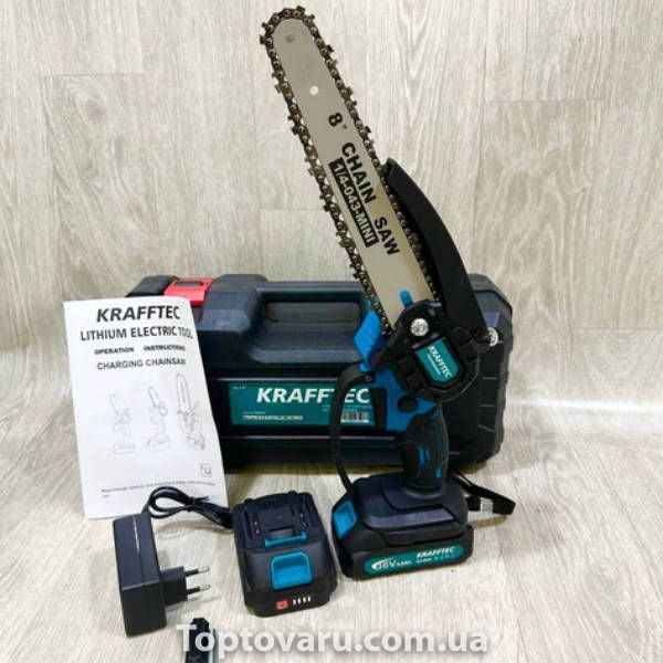 Аккумуляторная цепная пила с индикатором масла Chain Saw 8 KRAFFTEC 19945 фото