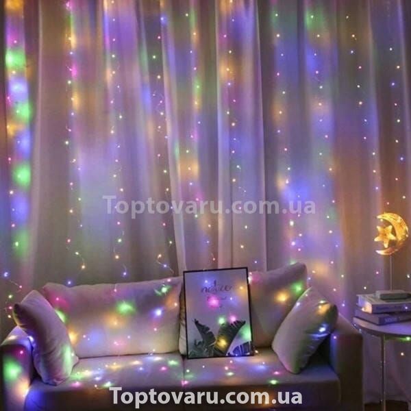 Гирлянда штора роса 300 Led 3*3м от USB Мультиколор 22053 фото
