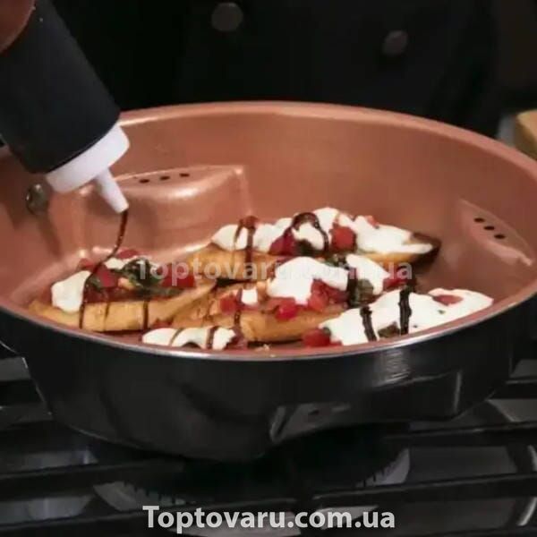 Сковорода для смаження без олії 28см Steel Air Fry Pan Коричнева 14523 фото