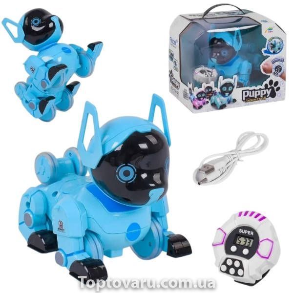 Робот-цуценя інтерактивний Smart Puppy Z105 із сенсорним керуванням, звуком та підсвічуванням Блакитний 38059 фото
