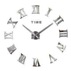 Настінний годинник "Зроби сам" великий з римськими цифрами 3D DIY CLOCK Срібло 13166 фото