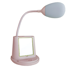 Розумна настільна світлодіодна лампа 3в1 з PowerBank з дзеркалом Рожева 6925 фото