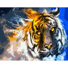 Картина за номерами Strateg ПРЕМІУМ Вогняний тигр розміром 40х50 см (GS321) GS321-00002 фото