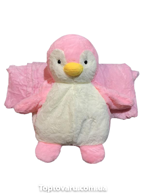 Игрушка-подушка Пингвин с пледом 3 в 1 Розовый 3344 фото