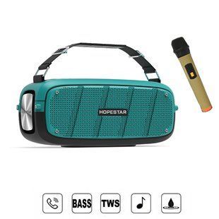 Колонка Bluetooth HOPESTAR A20 PRO + микрофон Голубая 6386 фото