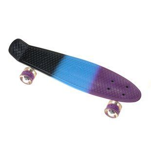 Пенни Борд Best Board 27, двухсторонний окрас, колёса PU светятся (Черный-Голубой-Фиолетовый) 3847 фото