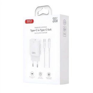 Мережевий зарядний пристрій блок живлення XO L139 65W GaN nitride 1USB-A 45W+2USB-C 65W fast charging charger 30463 фото