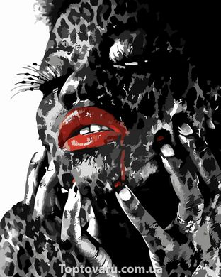 Картина по номерам Strateg ПРЕМИУМ Леопардовая девушка с лаком размером 40х50 см VA-3425 VA-3425-00002 фото
