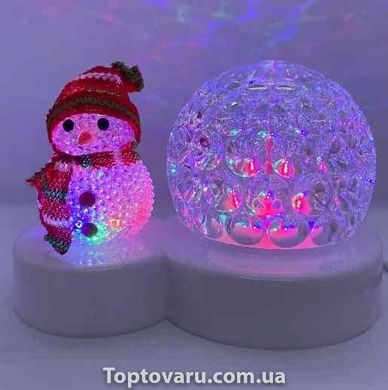 Новогодний светильник проектор диско шар Снеговик 2845 фото