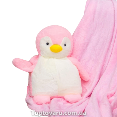 Іграшка-подушка Пінгвін з пледом 3 в 1 Рожевий 3344 фото