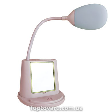 Умная настольная светодиодная лампа 3в1 с PowerBank с зеркалом Розовая 6925 фото