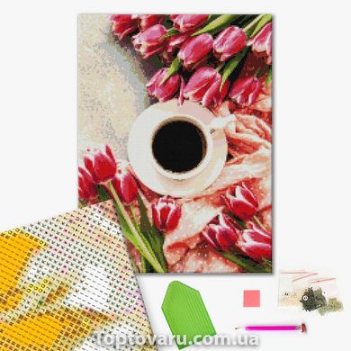 Алмазная мозаика Тюльпаны к кофе DBS1047 13189 фото