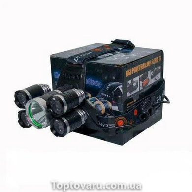 Налобний ліхтарик Bailong V25-T6 + 4XPE Чорний 2195 фото