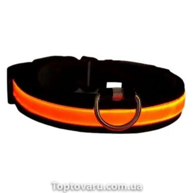 Ошейник для собак светодиодный LED Оранжевый размер M 12439 фото
