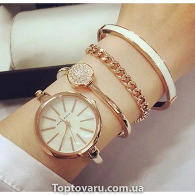 Часы в подарочной упаковке watch set AK Rose Gold white NEW фото
