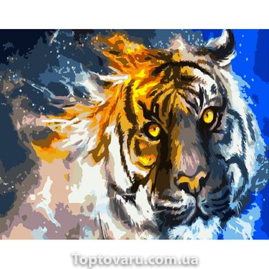 Картина за номерами Strateg ПРЕМІУМ Вогняний тигр розміром 40х50 см (GS321) GS321-00002 фото