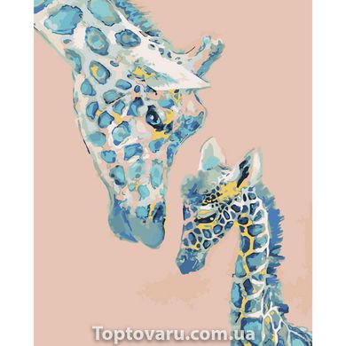 Картина по номерам Strateg ПРЕМИУМ Маленький жираф с мамой с лаком размером 40х50 см SY6024 SY6024-00002 фото