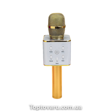 Портативний бездротовий мікрофон караоке Q7 золото + чохол 360 фото
