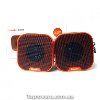 Компьютерные колонки акустика Uoudio U-500 с питанием от USB порта оранжевые 2461 фото