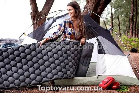 Туристичний надувний матрац з подушками Outdoor Sleeping із вбудованим насосом Чорний 10552 фото