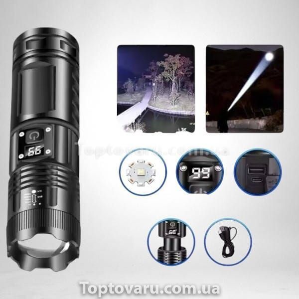 Фонарь карманный аккумуляторный YT-883-TG Черный 21839 фото