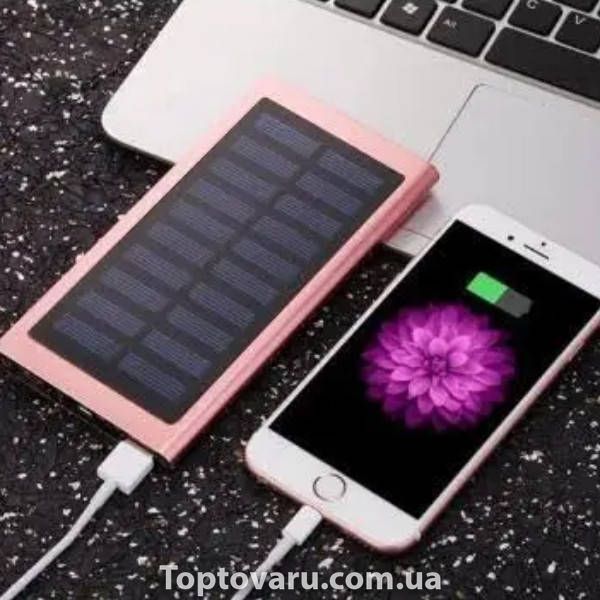 Power bank 20000mAh із сонячною панеллю Solar Charger Рожевий 19582 фото