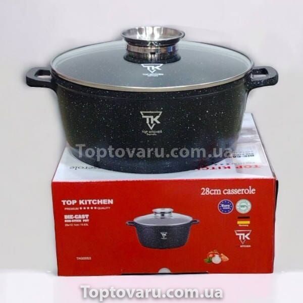 Каструля кругла з кришкою 6,63 л 28см Top Kitchen TК00053 Чорна 24029 фото