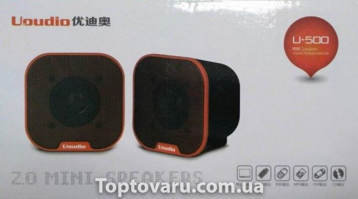 Комп'ютерні колонки акустика Uoudio U-500 з живленням від USB порту помаранчеві 2461 фото