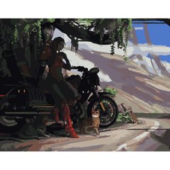 Картина за номерами Strateg ПРЕМІУМ Відпочинок на мотоциклі розміром 40х50 см (GS390) GS390-00002 фото