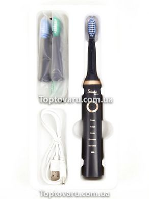 Електрична зубна щітка Shuke з 4-ма насадками Чорна 6923 фото