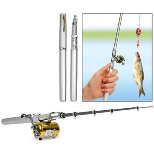 Складная мини удочка 97 см Fishing Rod In Pen Case Black Grey 1202 фото