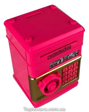 Электронная копилка "Сейф банкомат" с кодовым замком и купюроприемником Розовый 3145 фото