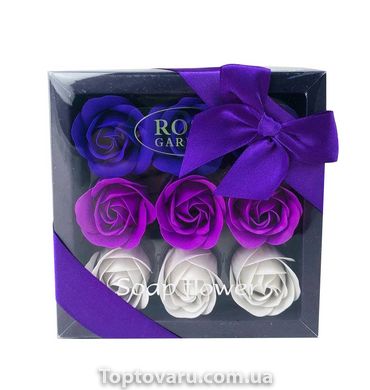 Подарочный набор с розами из мыла Soap Flower 9 шт Фиолетовый 3641 фото