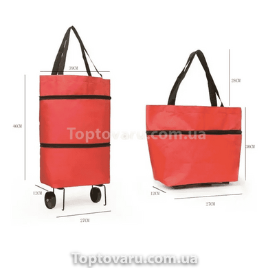 Складная сумка–трансформер 2в1 Шоппер на колесиках Красная 10556 фото
