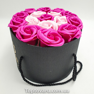 Подарочный набор мыла из роз в шляпной коробке Розовый 4199 фото