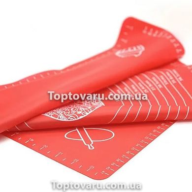 Кондитерский силиконовый коврик для раскатки теста 50 на 70см Красный 7243 фото