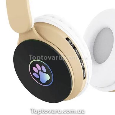 Бездротові Bluetooth навушники з котячими вушками ST-77M Бежеві 9482 фото