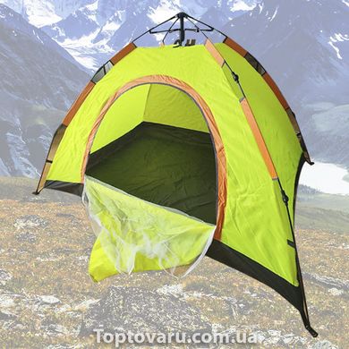Палатка автоматическая 3-х местная Салатовая с коричневым 4490 фото