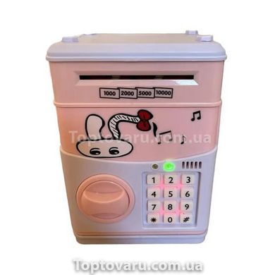 Сейф скарбничка електронна з кодовим замком зайчик з рожевим бантиком 13126 фото