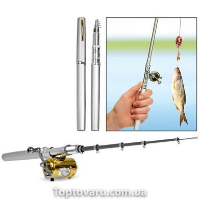 Складная мини удочка 97 см Fishing Rod In Pen Case Black Grey 1202 фото
