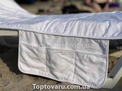Чехол на шезлонг с карманами и подушой 210х80см Махра Белый 15905 фото