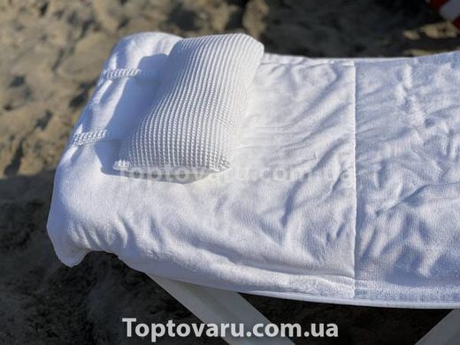 Чохол на шезлонг з кишенями та подушкою 210х80см Махра Білий 15905 фото