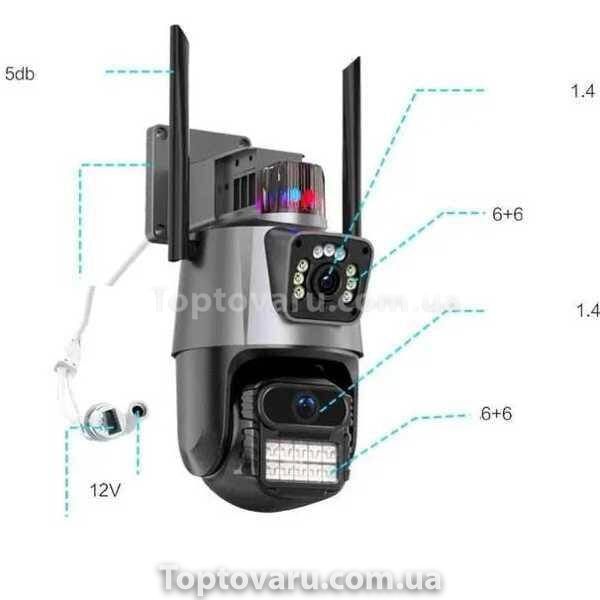 Камера відеоспостереження вулична поворотна з сиреною та зумом Dual Lens Zoom 3MP 12571 фото