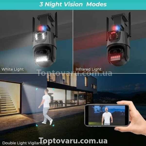 Камера відеоспостереження вулична поворотна з сиреною та зумом Dual Lens Zoom 3MP 12571 фото