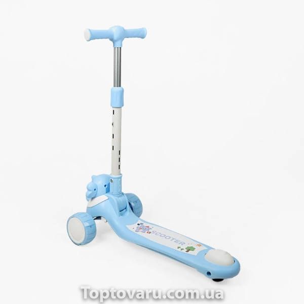 Самокат детский трехколесный с подсветкой, колеса PU 125х40мм Skyper LF-9603/48 Голубой с белым 37105 фото