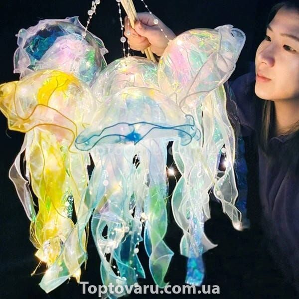 Декор светящийся Медуза на батарейках Jellyfish lamp AND HA-113 Желтая 22299 фото