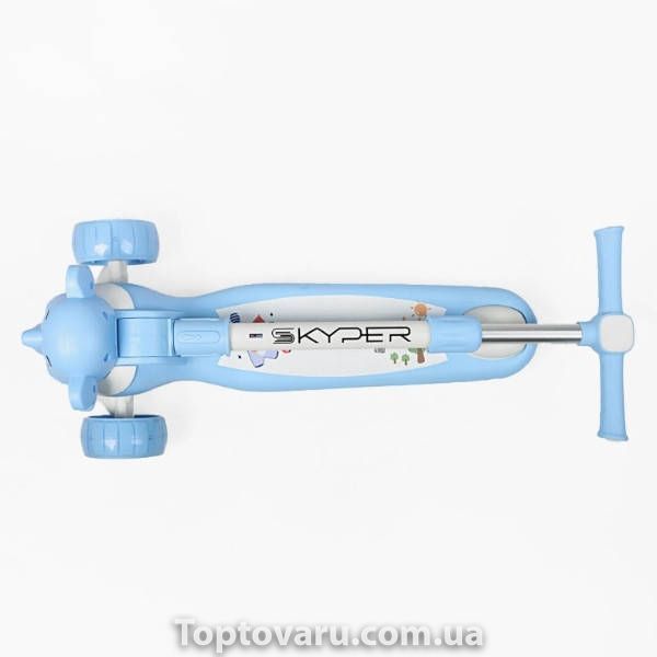 Самокат детский трехколесный с подсветкой, колеса PU 125х40мм Skyper LF-9603/48 Голубой с белым 37105 фото