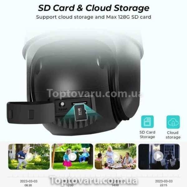 Камера відеоспостереження вулична поворотна з сиреною та зумом Dual Lens Zoom 3MP 12571 фото